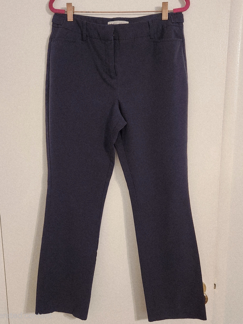 Larry Levine Size 10 Navy Classic Traditional Trousers Straight Leg Dress Pants